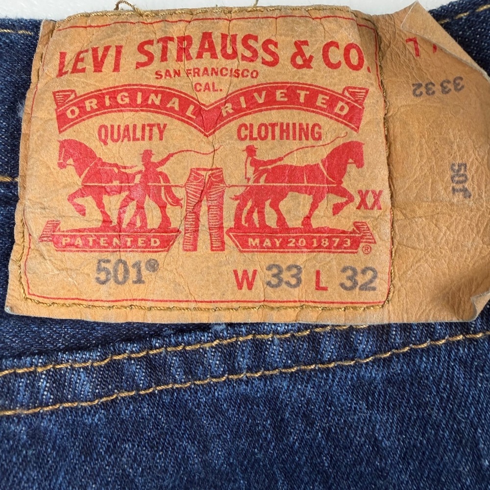Levis 501 Original Fit Jeans Mens W33 L30 Dark Wash Straight Leg Denim Blue - Picture 3 of 10